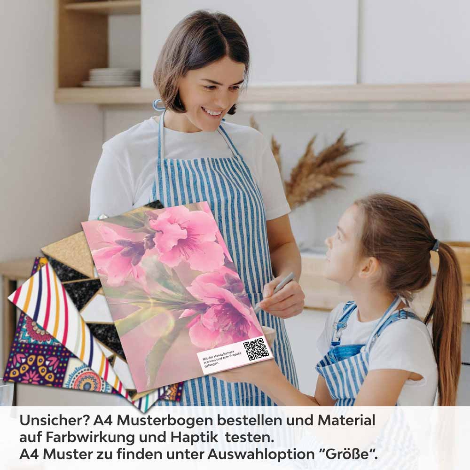 Küchenrückwand Folie rosa Blumen A4 Muster