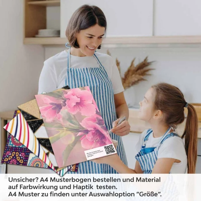 Küchenrückwand Folie rosa Blumen A4 Muster