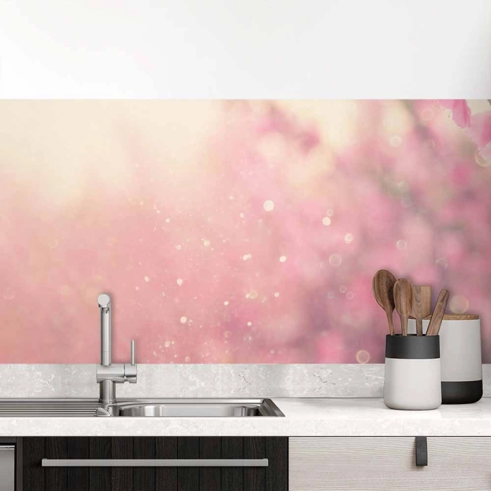 Küchenrückwand Folie rosa Blumen