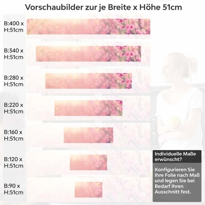 Küchenrückwand Folie rosa Blumen Höhe 51cm