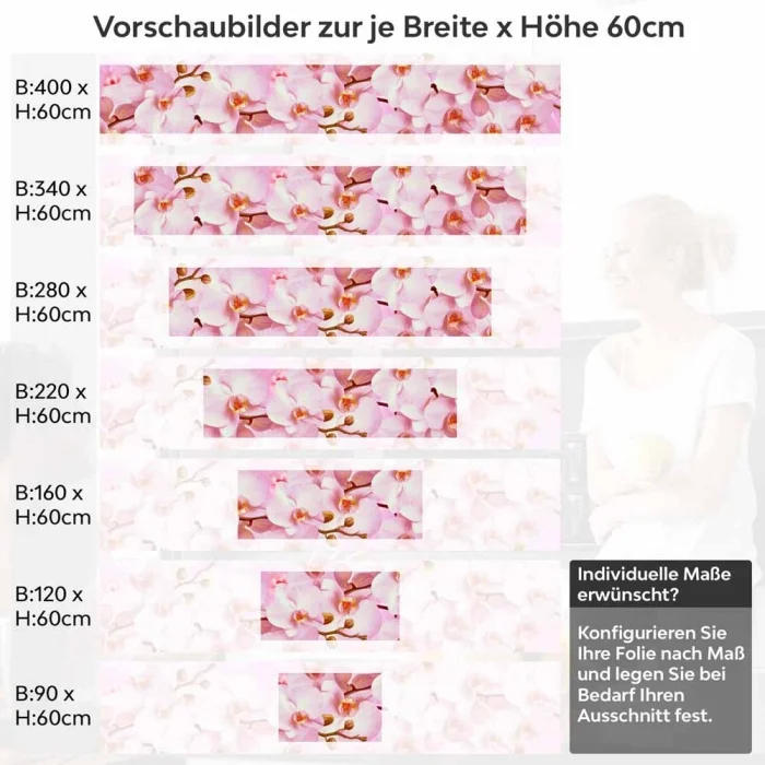 Küchenrückwand Folie rosa Orchideen Höhe 60cm