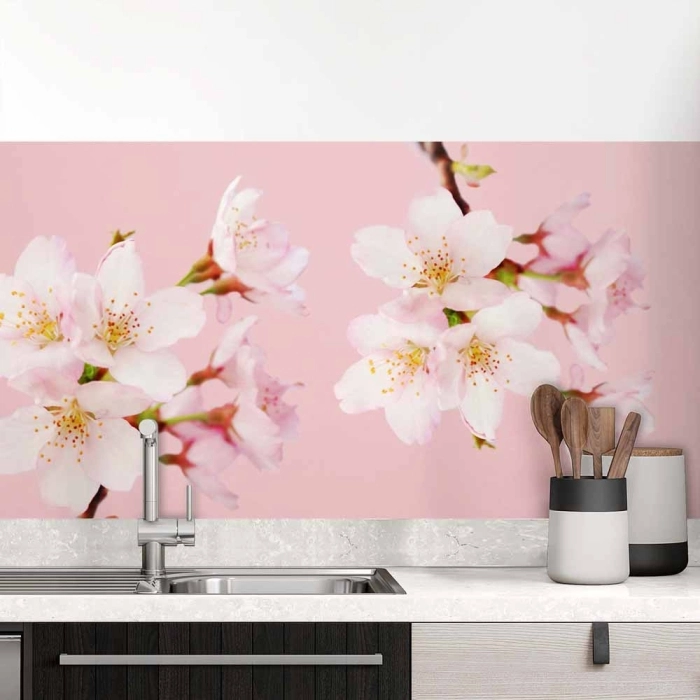 Küchenrückwand Folie Kirschblüten
