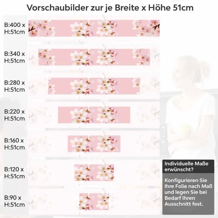 Küchenrückwand Folie Kirchblüten Höhe 51cm