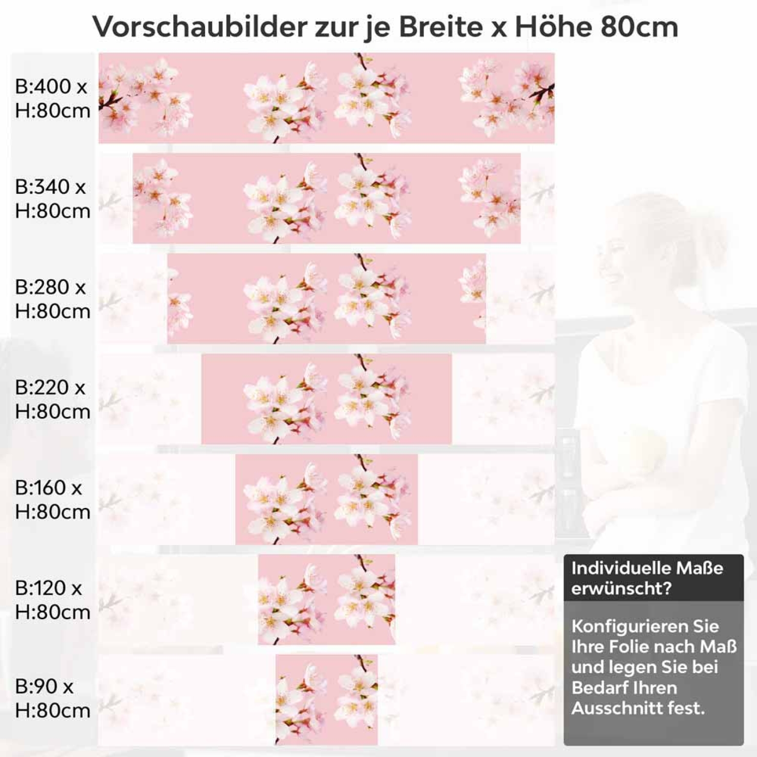 Küchenrückwand Folie Kirchblüten Höhe 80cm