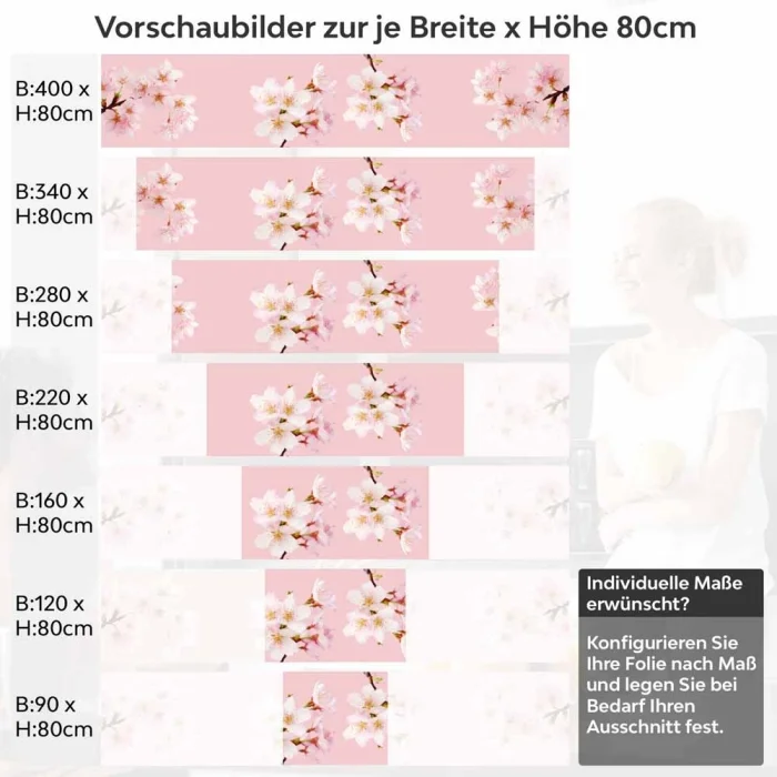 Küchenrückwand Folie Kirchblüten Höhe 80cm