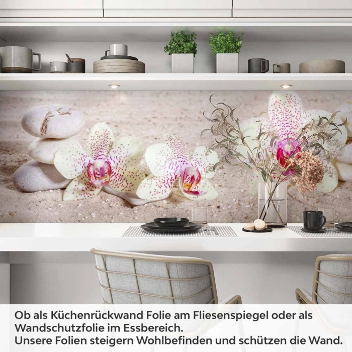 Küchenrückwand Folie Orchidee & Balance Steine Artikelbild 1