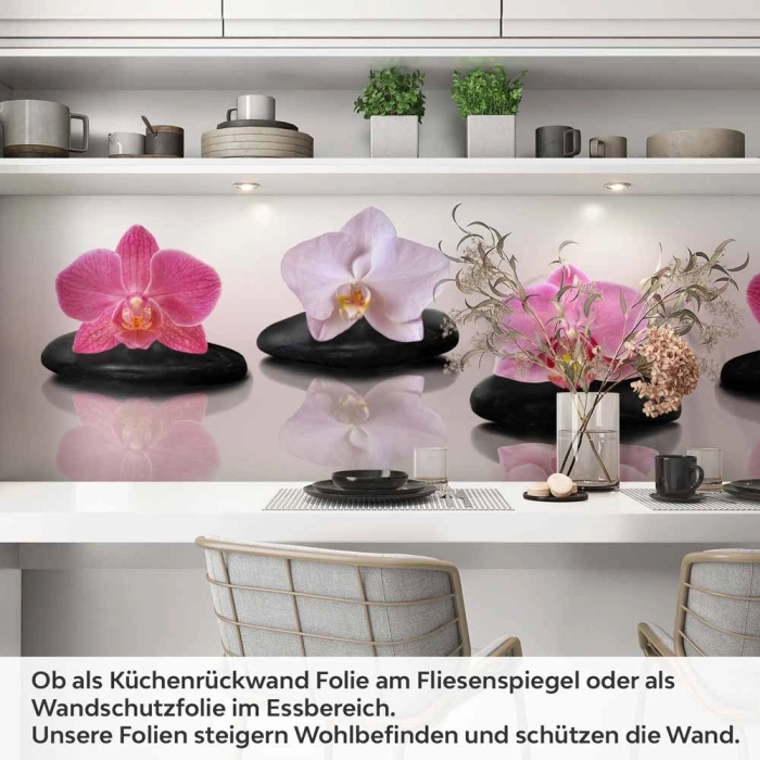 Küchenrückwand Folie Orchidee & Zen Steine Artikelbild 1