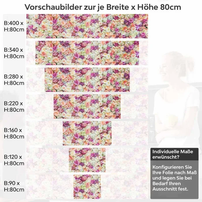 Küchenrückwand Folie elegante Rosen in Pastellfarben Höhe 80cm