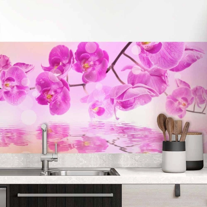 Küchenrückwand Folie Orchidee über dem Wasser