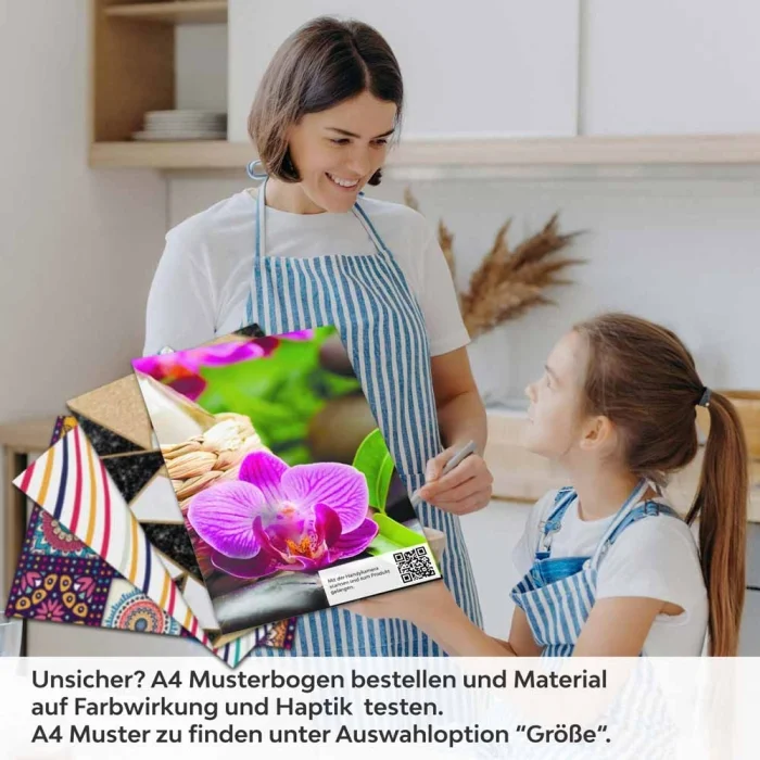 Küchenrückwand Folie Steine Orchideen Bambus & Kerzen A4 Muster