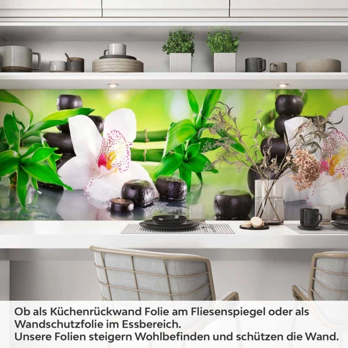 Küchenrückwand Folie Orchidee Bambus SPA Artikelbild 1
