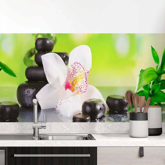 Küchenrückwand Folie Orchidee Bambus SPA