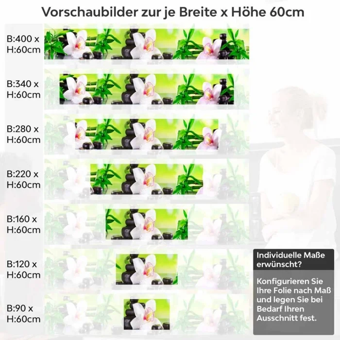 Küchenrückwand Folie Orchidee Bambus SPA Höhe 60cm