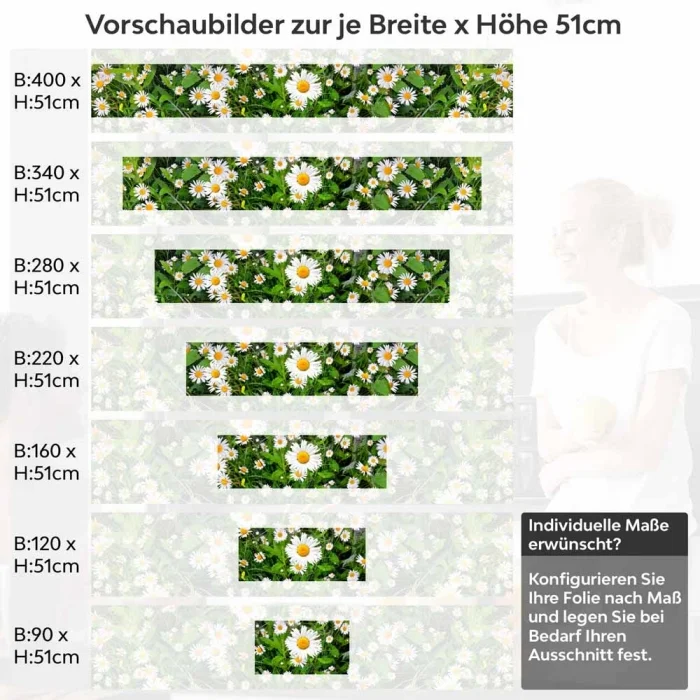 Küchenrückwand Folie Margeriten Blumen Höhe 51cm
