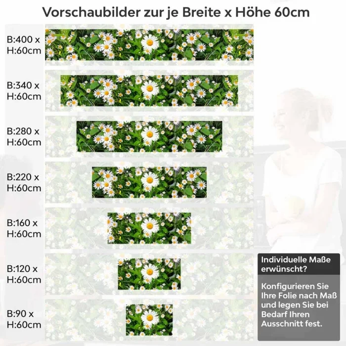 Küchenrückwand Folie Margeriten Blumen Höhe 60cm