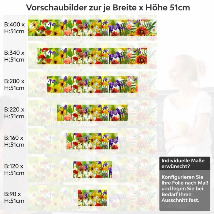 Küchenrückwand Folie Blumenwiese Höhe 51cm