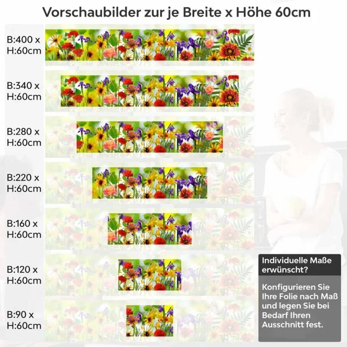 Küchenrückwand Folie Blumenwiese Höhe 60cm
