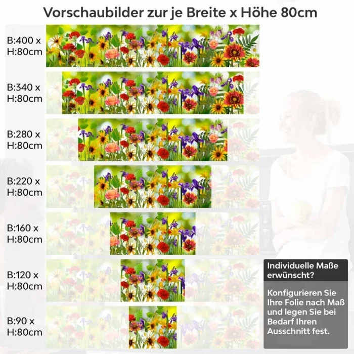 Küchenrückwand Folie Blumenwiese Höhe 80cm