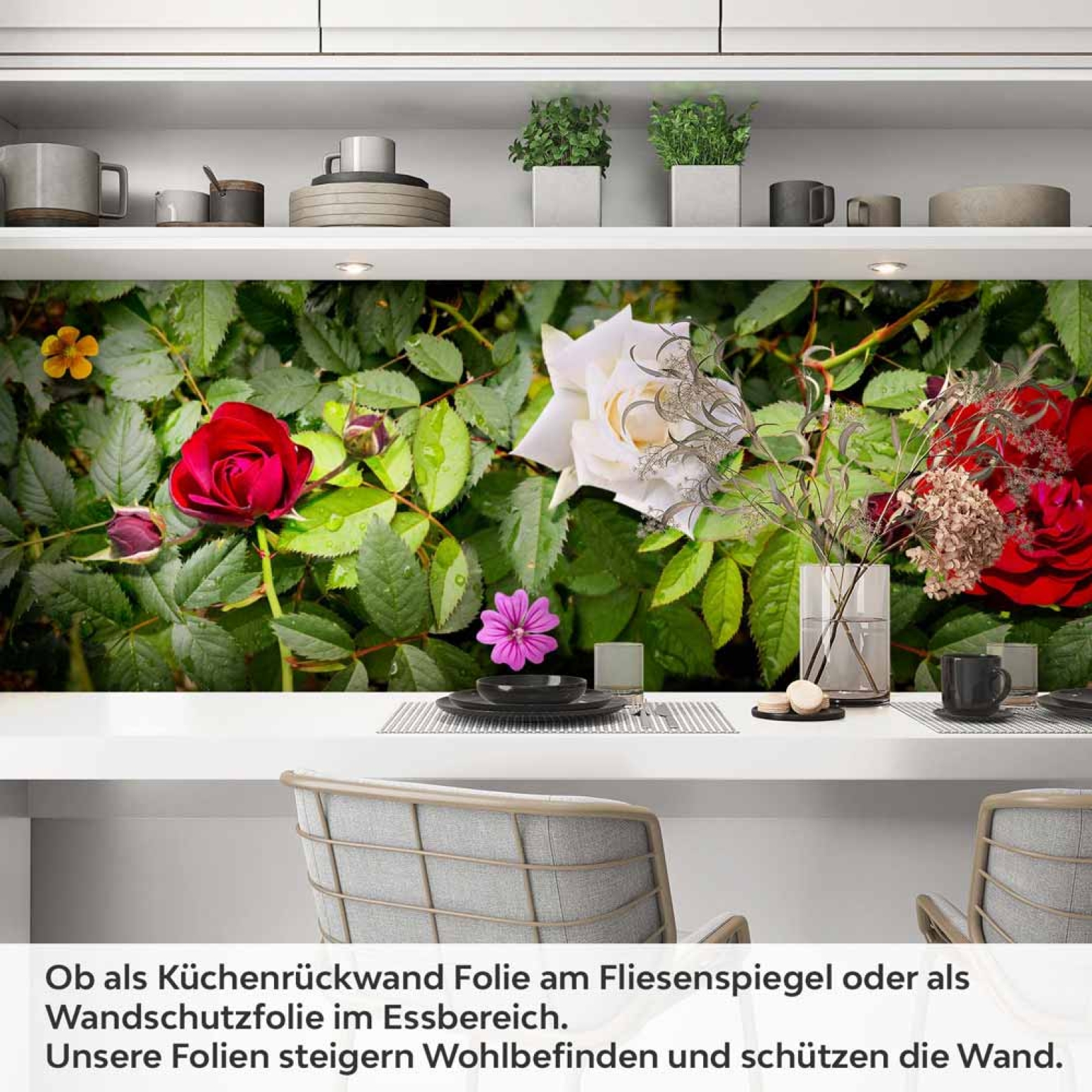 Küchenrückwand Folie Blumengirlande Artikelbild 1