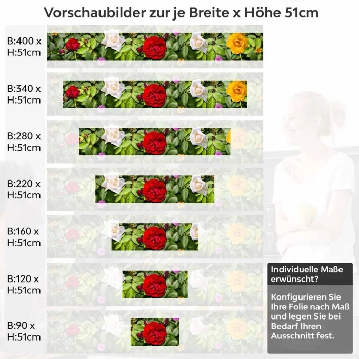 Küchenrückwand Folie Blumengirlande Höhe 51cm