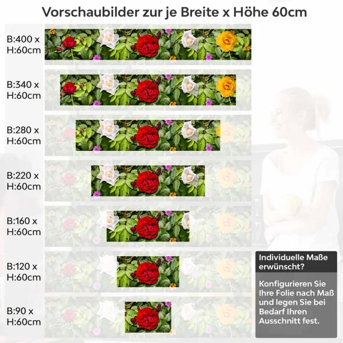 Küchenrückwand Folie Blumengirlande Höhe 60cm