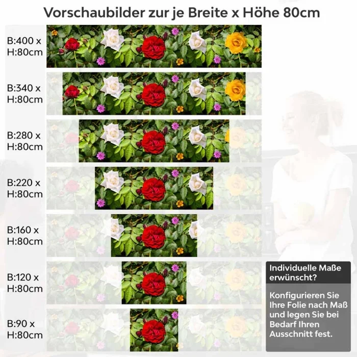 Küchenrückwand Folie Blumengirlande Höhe 80cm