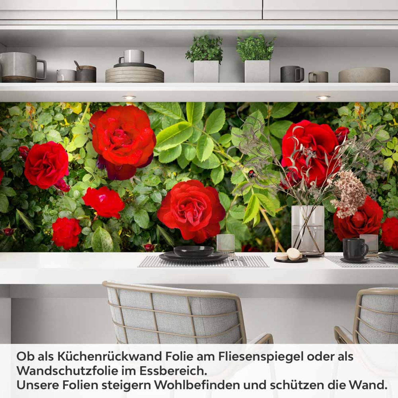 Küchenrückwand Folie rote Rosen Artikelbild 1