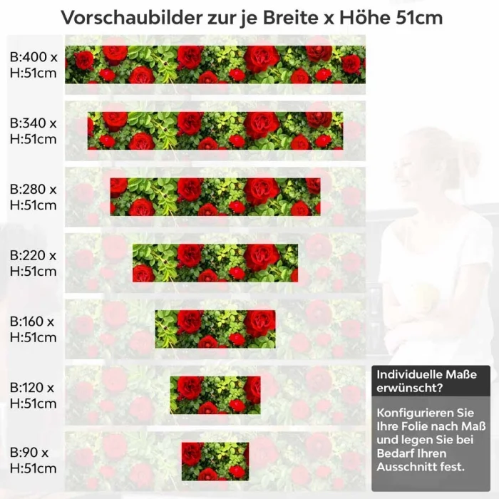 Küchenrückwand Folie rote Rosen Höhe 51cm