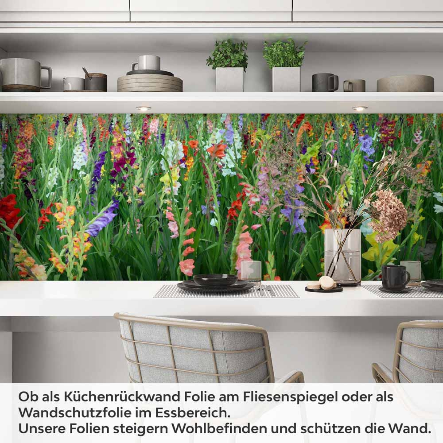 Küchenrückwand Folie bunte Blumen & Wiese Artikelbild 1
