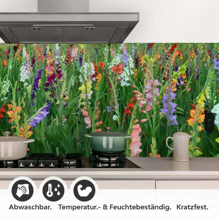 Küchenrückwand Folie bunte Blumen & Wiese Detailbild 1