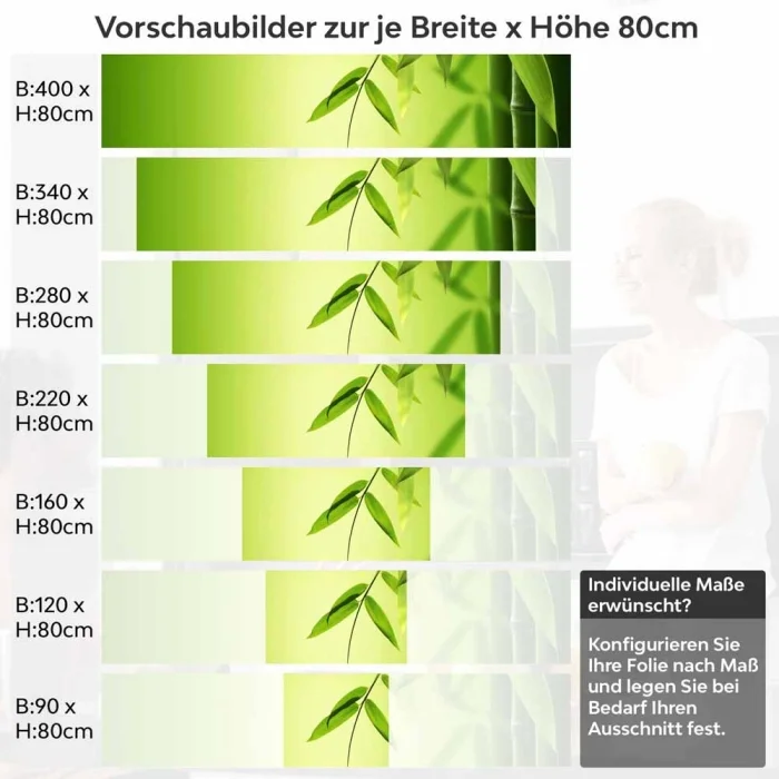 Küchenrückwand Folie Bambus Höhe 80cm