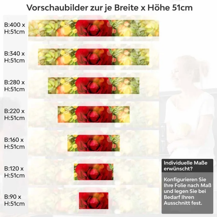 Küchenrückwand Folie blühende Rose Höhe 51cm