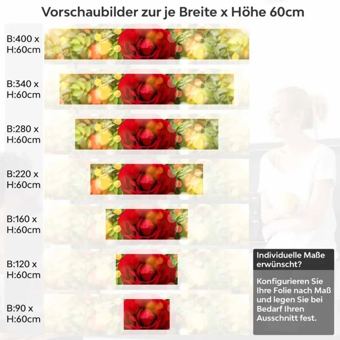 Küchenrückwand Folie blühende Rose Höhe 60cm