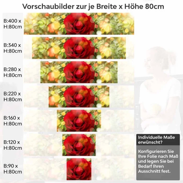 Küchenrückwand Folie blühende Rose Höhe 80cm