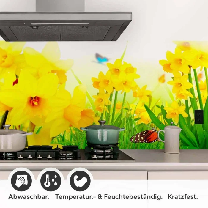 Küchenrückwand Folie Tulpen & Schmetterlinge Detailbild 1