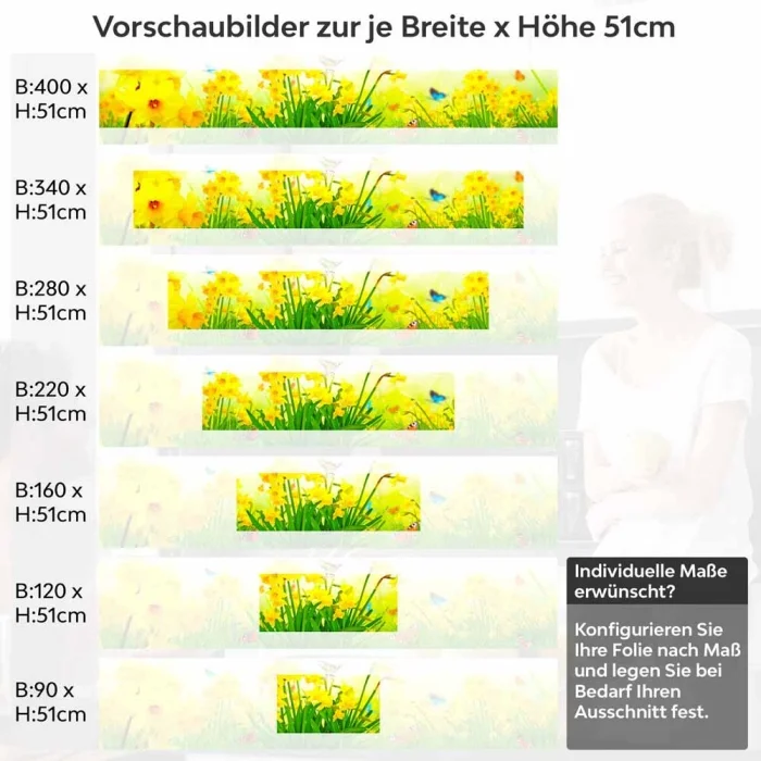 Küchenrückwand Folie Tulpen & Schmetterlinge Höhe 51cm