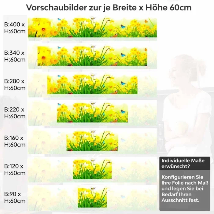 Küchenrückwand Folie Tulpen & Schmetterlinge Höhe 60cm