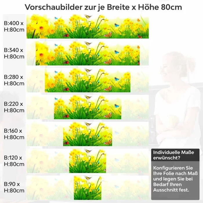 Küchenrückwand Folie Tulpen & Schmetterlinge Höhe 80cm