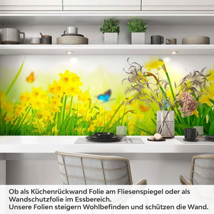 Küchenrückwand Folie Blumenwiese & Schmetterlinge Artikelbild 1