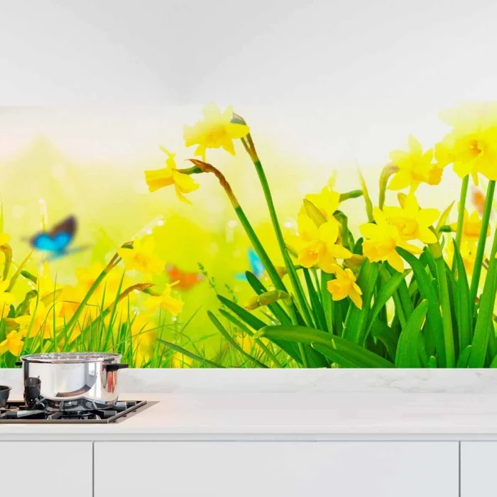 Küchenrückwand Folie Blumenwiese & Schmetterlinge Hauptbild