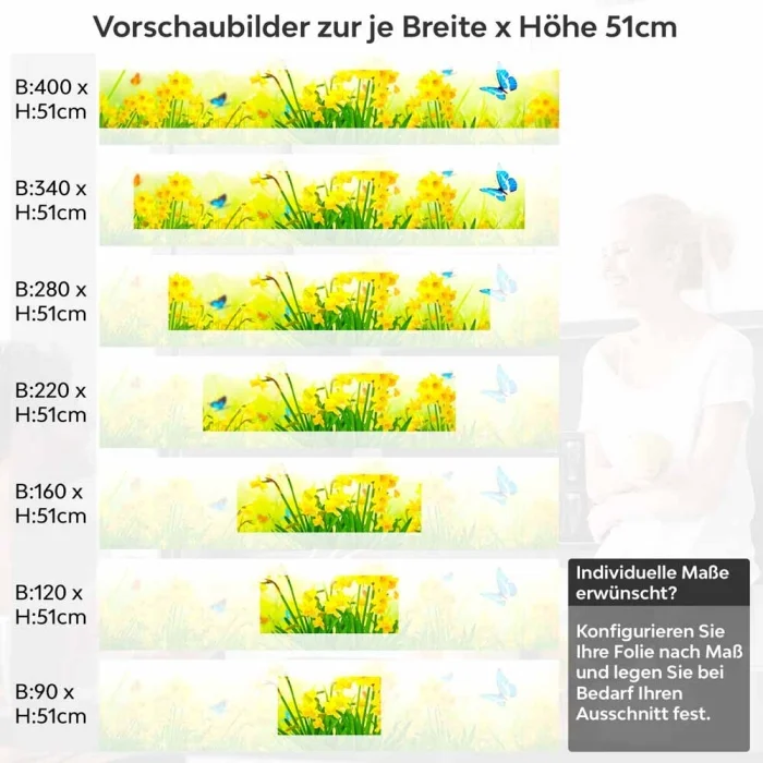 Küchenrückwand Folie Blumenwiese & Schmetterlinge Höhe 51cm