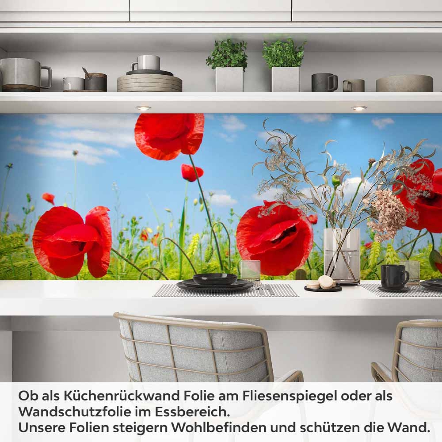 Küchenrückwand Folie Mohnblumen Feld Artikelbild 1