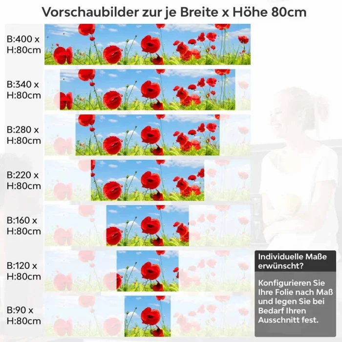 Küchenrückwand Folie Mohnblumen Feld Höhe 80cm