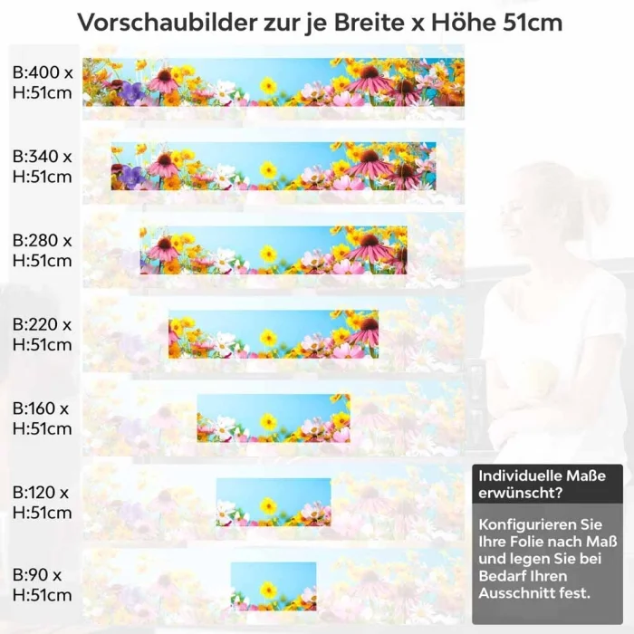 Küchenrückwand Folie Blumen im Frühling Höhe 51cm