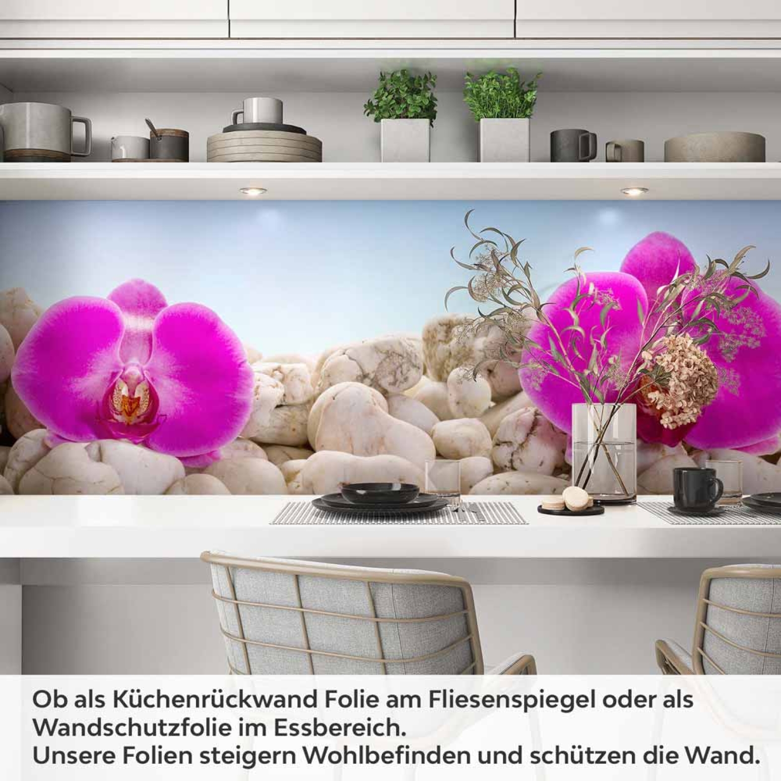 Küchenrückwand Folie Orchideen & Sandsteine Artikelbild 1