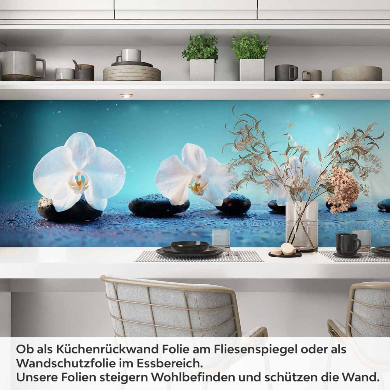 Küchenrückwand Folie weiße Orchideen Artikelbild 1