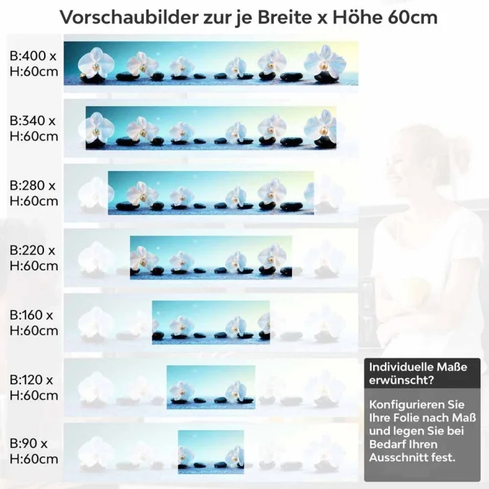 Küchenrückwand Folie weiße Orchideen Höhe 60cm