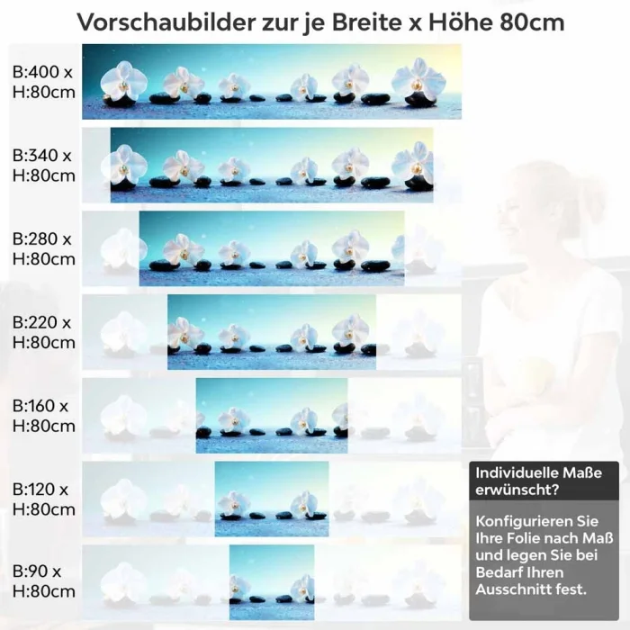 Küchenrückwand Folie weiße Orchideen Höhe 80cm