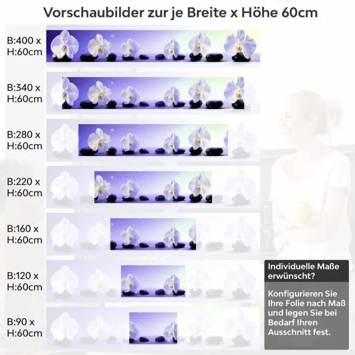 Küchenrückwand Folie Orchideen in Harmonie Höhe 60cm