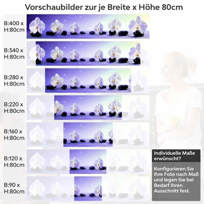Küchenrückwand Folie Orchideen in Harmonie Höhe 80cm